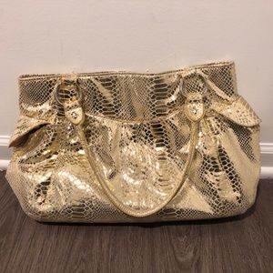 Kristine Accessories Gold Faux Snake Skin Purse